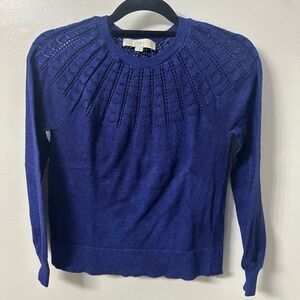 LOFT NWOT Blue Crew Neck Sweater Soft Knit Wool Blend Size S